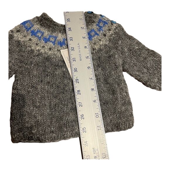The Handknitting Association Of Iceland Knit Jumper 6-9 Months Wool Sweater Grey - Picture 2 of 8